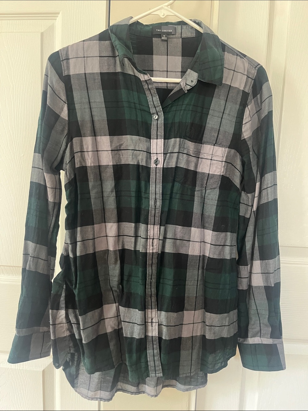 The Limited Green & Gray Plaid Button-Down Shirt